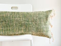 Handwoven Hemp Lumbar Pillow Cover Vintage Karen Tribal Design - thumbnail 1