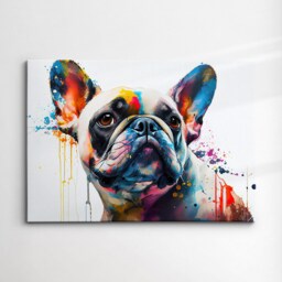 Colorful French Bulldog Dog Pet Abstract Modern Oil Painting Wall Art, Framed Canvas Poster Print, Home Kitchen Office Room Decor, Gifts - thumbnail 3