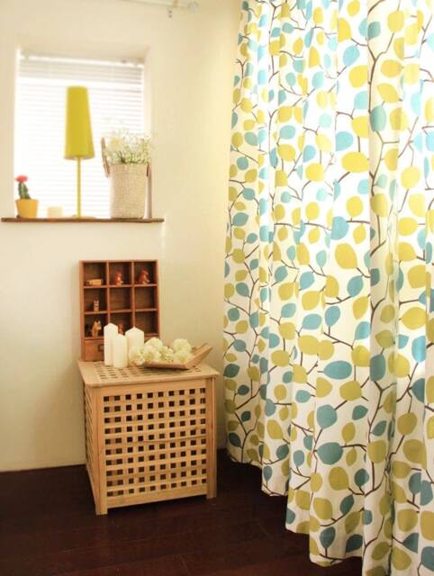 Window Curtain Panel/Window Treatment/Topper/Bedroom Drape/Bathroom Shower Curtain, Kids Nursery Children PlayroomTree Leaf Teal Green, Gift - image 1