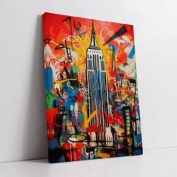 Empire State New York City Graffiti Abstract Modern Painting Wall Art Framed Canvas Poster Print Home Kitchen Office Room Decor Gifts - thumbnail 2