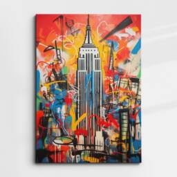 Empire State New York City Graffiti Abstract Modern Painting Wall Art Framed Canvas Poster Print Home Kitchen Office Room Decor Gifts - thumbnail 3