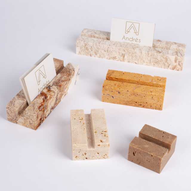 Travertine Card Holder With 10mm Wide Slot, Business Holder, Rustic & Sign Multiple Name Tag - image 1