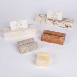 Travertine Card Holder With 10mm Wide Slot, Business Holder, Rustic & Sign Multiple Name Tag - thumbnail 3