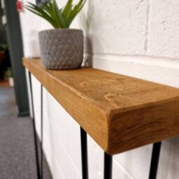 Rustic Skinny Console Table With Hairpin Legs Wooden Hallway UK 48 Hours Dispatch/48 Delivery Radiator Shelf - thumbnail 2