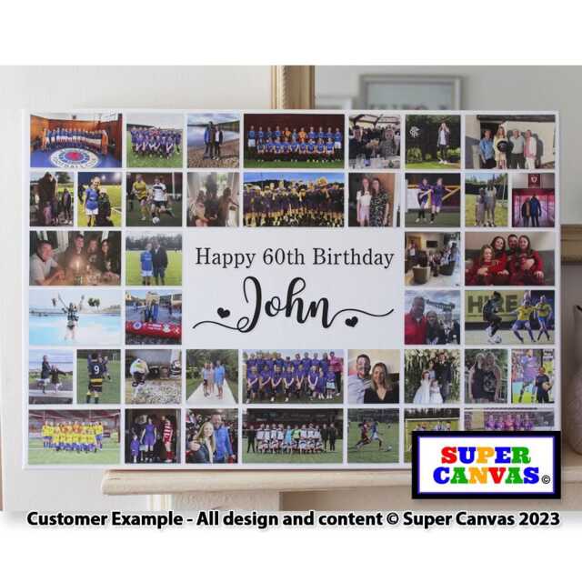Happy 60Th Birthday Mum Dad Wife Husband Grandad Nana Friend Custom Party Picture Photo Collage Board Framed Canvas Print Gift - image 1