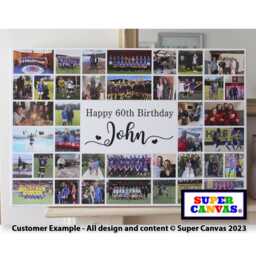 Happy 60Th Birthday Mum Dad Wife Husband Grandad Nana Friend Custom Party Picture Photo Collage Board Framed Canvas Print Gift - thumbnail 1