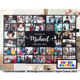 Happy 60Th Birthday Mum Dad Wife Husband Grandad Nana Friend Custom Party Picture Photo Collage Board Framed Canvas Print Gift - thumbnail 2