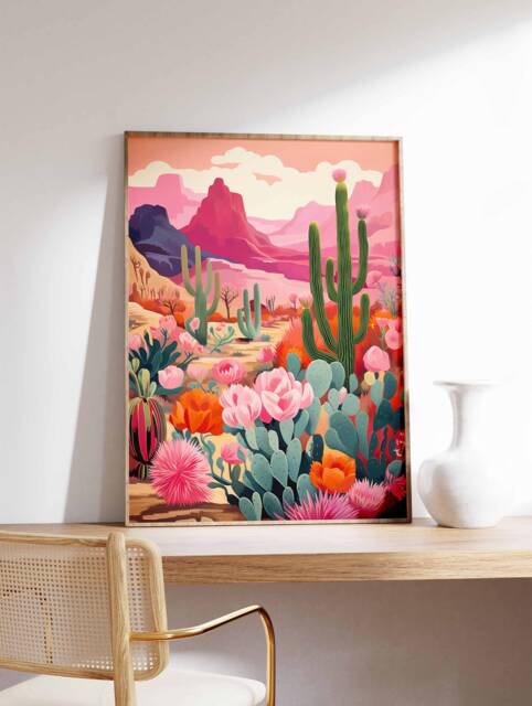 Arizona Cactus Travel Print, Vintage Poster, Mexican Art Latin Wall Art, Usa Decor - image 1