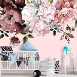 Flower Peony Wallpaper Peel & Stick, Botanical Pattern Self Adhesive For Bedroom, Temporary Wall Mural Flowers Girl's Room Decor - thumbnail 3