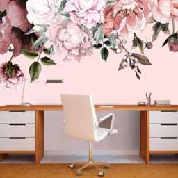 Flower Peony Wallpaper Peel & Stick, Botanical Pattern Self Adhesive For Bedroom, Temporary Wall Mural Flowers Girl's Room Decor - thumbnail 2