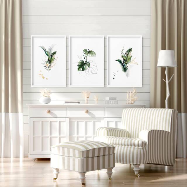 Botanical Illustration Set X 3 Prints, Home Decor, Wall Hanging, Office Decor, Living Room Wall Art Prints, Print - image 1