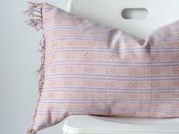 Tribal Hemp Striped Hand Woven Natural Dye Color Lumbar Pillow Cover - thumbnail 1