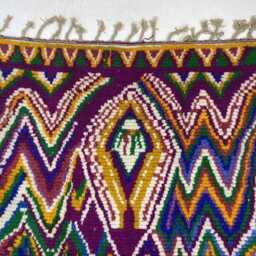 Authentic Handmade Moroccan Rug - Colorful Geometric Zigzag Wool Carpet Bright Maximalist Boho Area - thumbnail 3