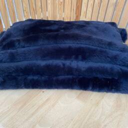 Dark Navy Blue Shearling Sheepskin Sheepskin, Smooth Upholstery Chair Cover, Genuine, Bespoke - thumbnail 2