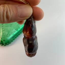 Hand Carved Amber Gourd Charm Vintage Healthy Amulet - thumbnail 3
