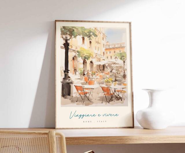 Rome Travel Poster Italian Cafe Art Print - image 1
