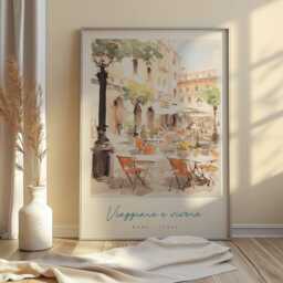 Rome Travel Poster Italian Cafe Art Print - thumbnail 3