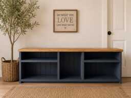 Handmade Rustic Farmhouse Shoe Storage Bench Solid Wood Entryway Organizer