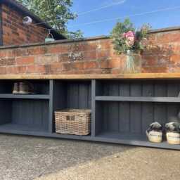 Handmade Rustic Farmhouse Shoe Storage Bench Solid Wood Entryway Organizer - thumbnail 3
