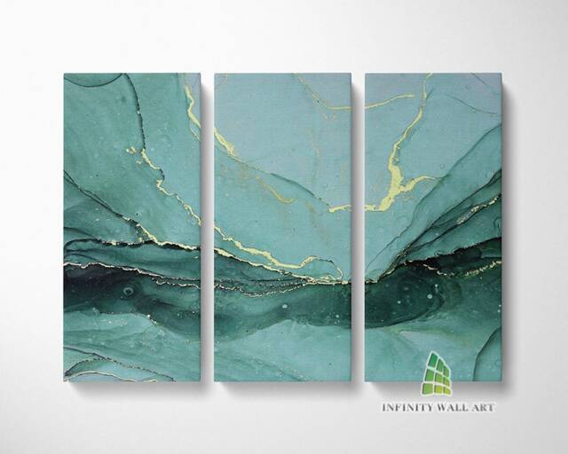 Abstract Green Jade Marble Canvas Art Split Panel Wall Print Picture Home Decor -C184 - image 1