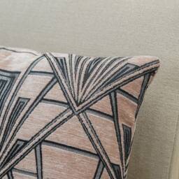 Art Deco Geometric Boudoir Cushion. Blush Pink & Silver Vintage Design. Luxury Velvet Chenille. 17x12 - thumbnail 2