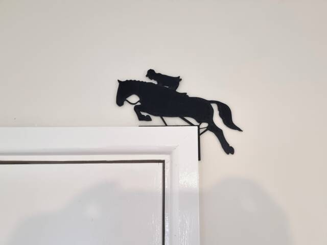 Horse Jumping Door Topper Decoration - Riding Decor/Wall Art On Top Corner Of Frame Jockey Racing Show Gift For Rider - image 1