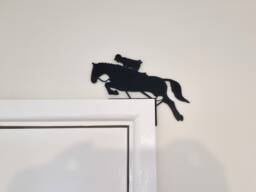 Horse Jumping Door Topper Decoration - Riding Decor/Wall Art On Top Corner Of Frame Jockey Racing Show Gift For Rider - thumbnail 1