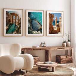 Italy Set Of 3 Wall Art Travel Poster, Art, Home Decor, Photography Mediterranean Coastal Gift - thumbnail 3