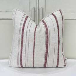 Cushions Made in Fermoie Carskiey Single Stripe Luxury Designer Decorative Neutral Rusty Red Linen Cushion Pillow Throw Cover - thumbnail 3