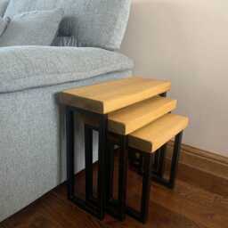 Industrial Nest Of Table - Set 3 - Hard Wax Oil Finnishes - Metal Legs - thumbnail 2