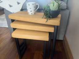 Industrial Nest Of Table - Set 3 - Hard Wax Oil Finnishes - Metal Legs