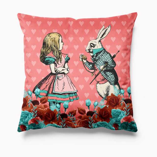 Outdoor Garden Cushion - Alice in Wonderland Coral Waterproof Water Resistant Pillows 18 - image 1