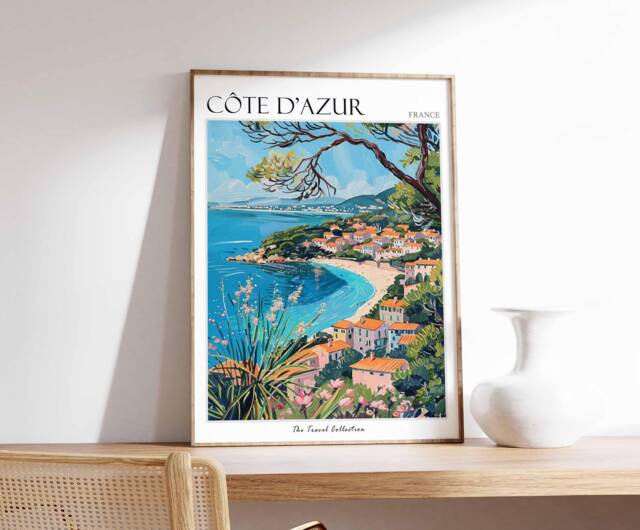 C??te D'azur Travel Poster French Riviera Wall Art - image 1