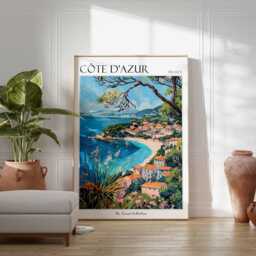 C??te D'azur Travel Poster French Riviera Wall Art - thumbnail 2