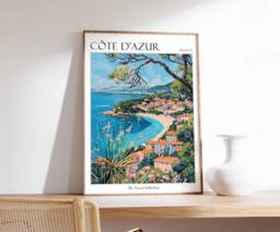 C??te D'azur Travel Poster French Riviera Wall Art - thumbnail 1