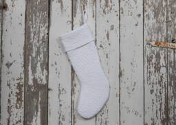 Vintage White Quilted Christmas Stocking Hand-Stitched Bridal Quilt