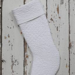 Vintage White Quilted Christmas Stocking Hand-Stitched Bridal Quilt - thumbnail 4