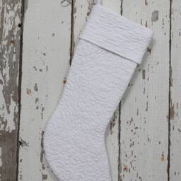 Vintage White Quilted Christmas Stocking Hand-Stitched Bridal Quilt - thumbnail 2
