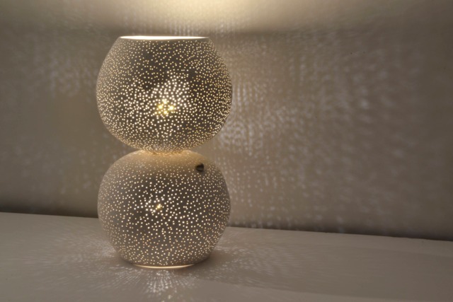 Handmade Ceramic Sphere Claylight Table Lamp - Modern Touch Dimmer Lighting - image 1