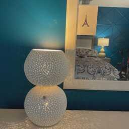 Handmade Ceramic Sphere Claylight Table Lamp - Modern Touch Dimmer Lighting - thumbnail 4