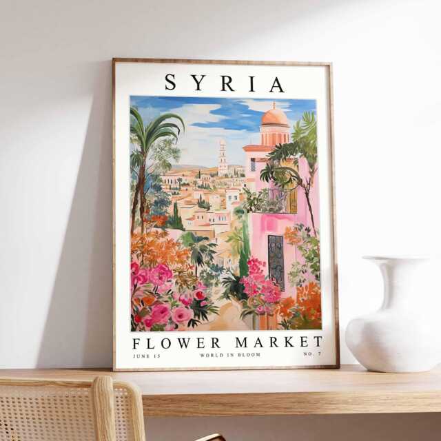 Syria Flower Market Poster Levantine Floral Wall Art - image 1