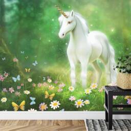 Unicorn Forest Wallpaper Mural, Girls Room Decor, Peel & Stick Decal - thumbnail 3
