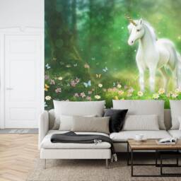 Unicorn Forest Wallpaper Mural, Girls Room Decor, Peel & Stick Decal - thumbnail 2