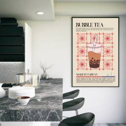 Bubble Tea Poster - Boba Print Taiwan Asian Kitchen Retro Wall Art Restaurant China Cafe Decor - thumbnail 2