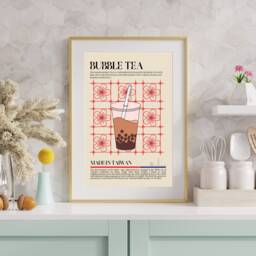 Bubble Tea Poster - Boba Print Taiwan Asian Kitchen Retro Wall Art Restaurant China Cafe Decor - thumbnail 3