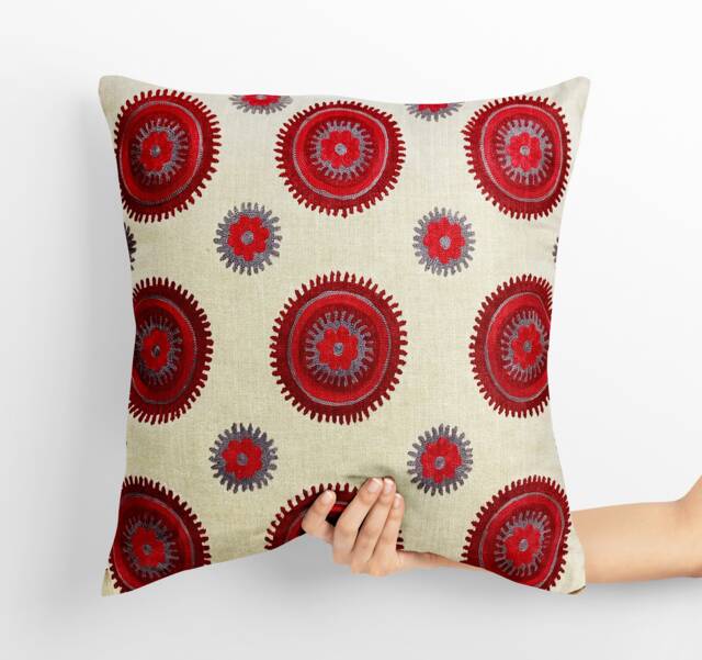 Handcrafted Crewel Embroidered Pillow Cover - image 1