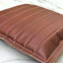 Custom Tan Brown Leather Cushion Cover 18x18 Decorative Pillow - thumbnail 3