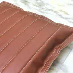 Custom Tan Brown Leather Cushion Cover 18x18 Decorative Pillow - thumbnail 4
