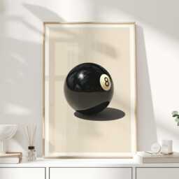 Minimalist 8 Ball Wall Art Print, Modern Billiards Poster, Black & White Pool Room Decor - thumbnail 1
