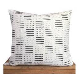 Dots & Dashes White African Mud Cloth Pillow Cover Boho Mudcloth - thumbnail 1